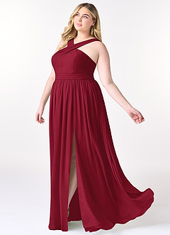 Azazie Elvira Bridesmaid Dresses Burgundy A-Line Pleated Chiffon Dress image9