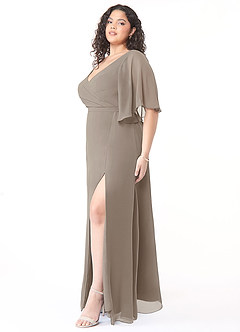 Azazie Cierra Bridesmaid Dresses Taupe A-Line V-Neck Chiffon Dress image11