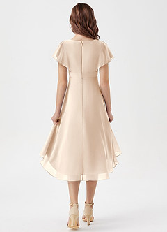 Azazie Graciela Junior White Alabaster A-Line Pleated Chiffon Dress image2