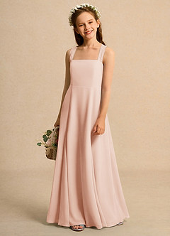 Azazie Tater Junior Formal Flower Girl Dresses English Rose A-Line Pleated Chiffon Dress image1
