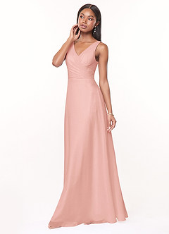 Azazie Nala Bridesmaid Dresses Rosette A-Line Pleated Chiffon Dress image3