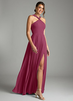 Azazie Afra Abiti da Damigella Abito A-Line in Chiffon Plissettato Gelso image3