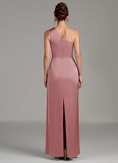 Azazie Zahira Robes de demoiselle d'honneur Robe Fourreau en Satin extensible Une épaule Rose Poussiéreuse image2