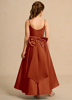 Azazie Sweets Junior Formal Jurken voor bloemenmeisjes A-Lijn Jurk van Mat Satijn Geplooid Paprika image2