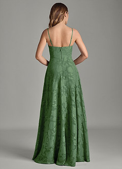 Azazie Amani Bridesmaid Dresses Eucalyptus A-Line Pleated Floral Burnout Dress image6