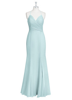 Azazie Carolina Bridesmaid Dresses Mist Mermaid Ruched Chiffon Dress image6