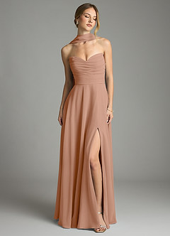 Azazie Ayla Abiti da Damigella Abito A-Line in Chiffon Scollo a Cuore Champagne Rosa image7