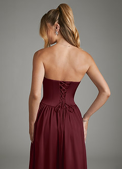 Azazie Arden Bridesmaid Dresses Cabernet A-Line Corset Stretch Satin Dress image6