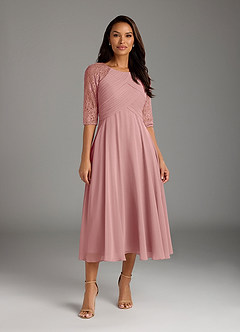 Azazie Dorothea Final Sale Dusty Rose A-Line Scoop lace Chiffon Dress image1