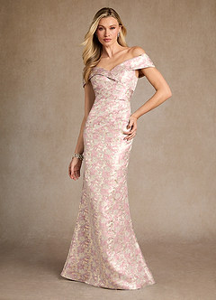 Azazie Canton vestidos de madre de la novia Vestido de Rosa Polvorienta de Jacquard de Sirena con Vestidos sin tirantes image3