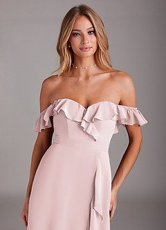 Azazie Lyra Bridesmaid Dresses Blushing Pink A-Line Chiffon Convertible Dress image9