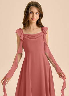 Azazie Carmin Junior Antique Rose A-Line Ruched Chiffon Dress image6