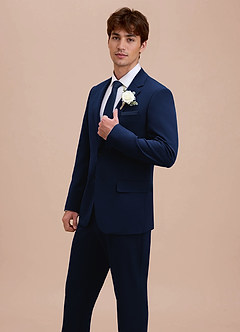 front Ethan Azul Chaqueta de traje de alto rendimiento de tejido refinado