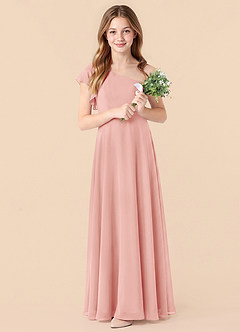 Azazie Arabella Junior Rosette A-Line Ruched Chiffon Dress image3