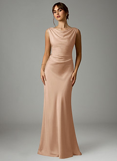 Azazie Kieryn Bridesmaid Dresses English Rose Mermaid Pleated Stretch Satin Dress image1