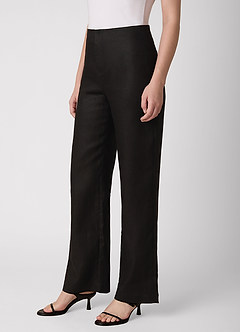 100% European Linen Wide-Leg Pants