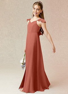 Azazie Everett Junior Clay A-Line Chiffon Dress image3