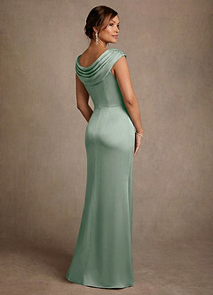 Azazie Irvine Mother of the Bride Dresses Agave A-Line Pleated Stretch Satin Dress image2