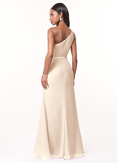 Azazie Liza Bridesmaid Dresses White Alabaster Mermaid One Shoulder Chiffon Dress image4