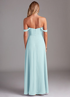 Azazie Aaron Bridesmaid Dresses Sea Glass A-Line Off the Shoulder Chiffon Convertible Dress image3
