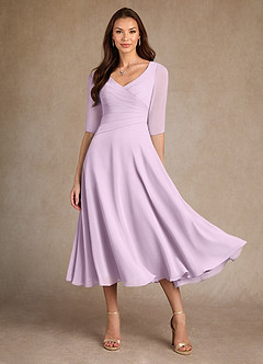 Azazie Durant vestidos de madre de la novia Vestido de Lila Esmerilada de Gasa de Corte En A con Plisado image2