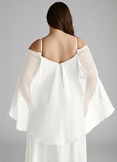 Azazie Cienna Brautjungfernkleider A-Linie Langarm Chiffon Kleid Weiß image12