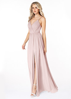 Azazie Gracie Final Sale Blushing Pink A-Line Pleated Chiffon Dress image4