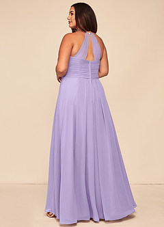 Azazie Ginger Bridesmaid Dresses Lilac A-Line Halter Pleated Chiffon Dress image10