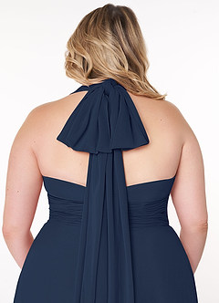 Azazie Fifi Brautjungfernkleider Wandelbar A-Linie Schulterfrei Chiffon Kleid Dunkelmarine image14