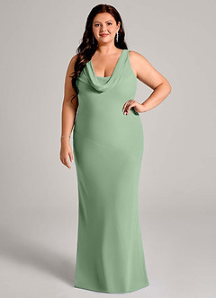 Azazie Rylina Bridesmaid Dresses Matcha Mermaid Pleated Chiffon Dress image7