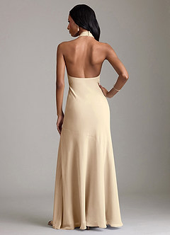 Azazie Lorena Bridesmaid Dresses Champagne Mermaid Pleated Chiffon Dress image2