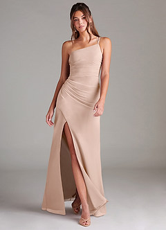 Azazie Eren Jurken voor bruidsmeisjes Jurk van Chiffon met Kolom One-shoulder Engelse Roos image2