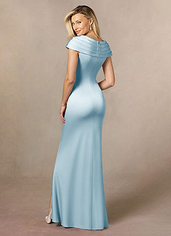 Azazie Anderson Mère de la mariée Robes Robe Trapèze en Satin extensible Plissée Bleu Ciel image5