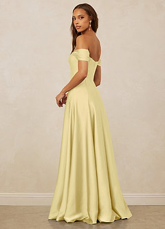 Christian Siriano Bridal for Azazie 1002 Robes de demoiselle d'honneur Robe Trapèze Convertible en Satin extensible Épaule décolletée Sorbet Citron image3