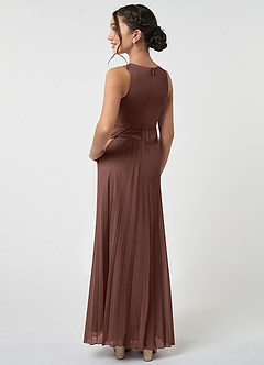 Azazie Lindie Junior Espresso A-Line Pleated Chiffon Dress image4