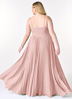 Azazie Vini Jurken voor bruidsmeisjes Jurk van Chiffon met A-Lijn V-hals geplooid Poederroze image9