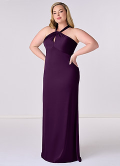 Barbie ♥ Azazie Bridesmaid Dresses Grape Sheath Stretch Satin Dress image9