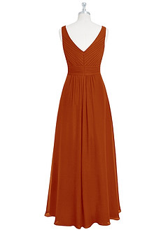 Azazie Pierrette Final Sale Paprika A-Line Pleated Chiffon Dress image8