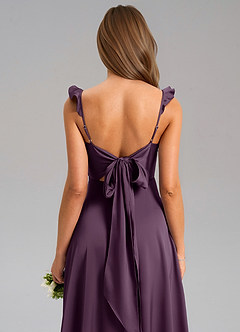 Azazie Everett Bridesmaid Dresses Plum A-Line Stretch Satin Dress image7