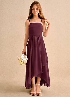Azazie Twilight Dance Girls Formal Blumenmädchenkleider A-Linie Plissee Chiffon Kleid Cabernetrot image5