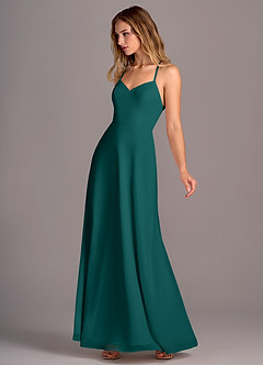 Azazie Mei Bridesmaid Dresses Peacock A-Line Chiffon Dress image4