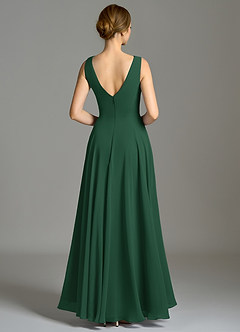 Azazie Wonderland Bridesmaid Dresses Dark Green A-Line Pleated Chiffon Dress image2