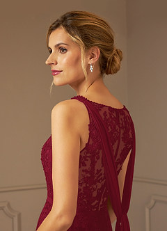 Azazie Joules Mother of the Bride Dresses Burgundy A-Line Sequins Chiffon Dress image7