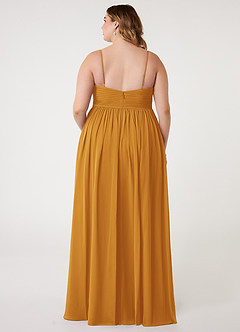 Azazie Alia Bridesmaid Dresses Butterscotch A-Line Pleated Chiffon Dress image7