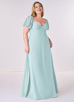 Barbie ♥ Azazie Bridesmaid Dresses Mist A-Line Pleated Chiffon Dress image7