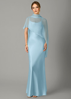 Azazie Jaleesa Bridesmaid Dresses Sky Blue A-Line High Neck Stretch Satin Dress image1