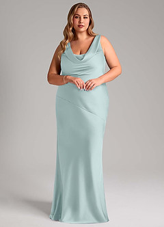 Azazie Rylina Bridesmaid Dresses Mist Mermaid Stretch Satin Dress image9