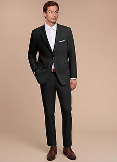front Grayson Black Stretch Seersucker Suit