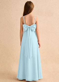 Azazie Jaella Girls Formal Robe Demoiselle D'honneur Fillette Robe Trapèze en Mousseline de soie Plissé Bleu Nuage image1
