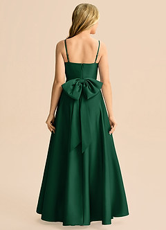 Azazie Rumi Junior Linia A Pofałdowany Satyna elastyczna Długość podłogi Młodsza druhna Sukienka image2